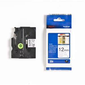 BROTHER TZE TAPE 12MMX8M NON LAMINATED BLCK/WHT