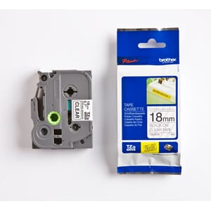 BROTHER TZES TAPE 18MMX8M STRONG BLACK/CLEAR