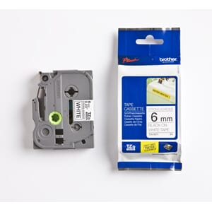 BROTHER TZES TAPE 6MMX8M STRONG BLACK/WHITE