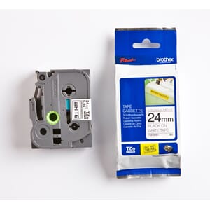 BROTHER TZES TAPE 24MMX8M STRONG BLACK/WHITE