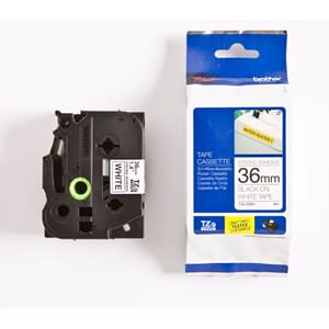 BROTHER TZES TAPE 36MMX8M STRONG BLACK/WHITE