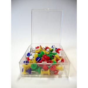 BÜNGERS KARTNÅLER PUSH-PIN 100/PR, ESKE ASSORTERTE FARGER