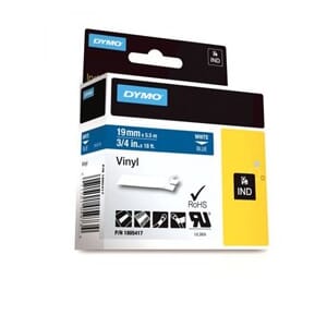 DYMO TAPE RHINO 19MMX5,5 FARGE VINYL HVID/BLÅ