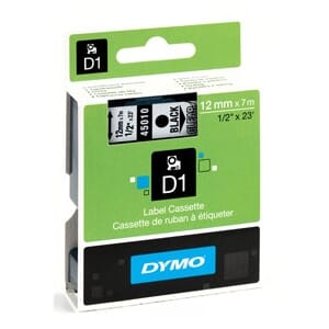DYMO TAPE D1 12MMX7M SORT/KLAR