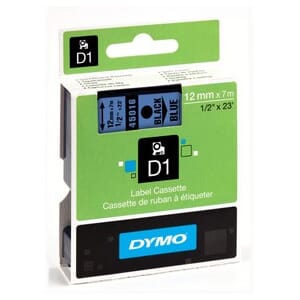 DYMO TAPE D1 12MMX7M SORT/BLÅ