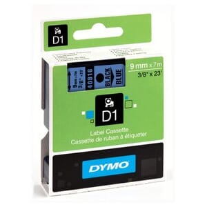 DYMO TAPE D1 9MMX7M SORT/BLÅ