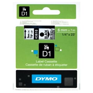 DYMO TAPE D1 6MMX7M SORT/KLAR