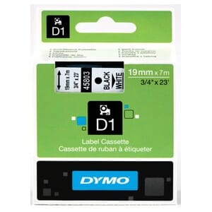 DYMO TAPE D1 19MMX7M SORT/HVIT