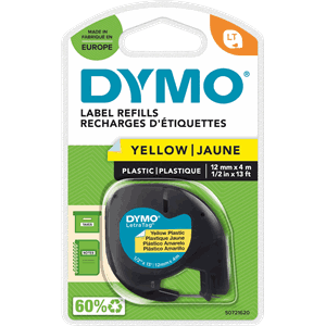 TAPE DYMO LETRATAG PLASTIC 12MMX4M YELLOW