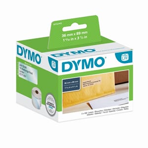 DYMO ADRESSEETIKETTER 36X89 PERMANENT TRANSPARANTE (260)