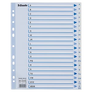REGISTER ESSELTE A4 PLAST MAXI A-Å HVIT