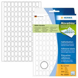 HERMA ETIKETTER MOVABLES 8X12MM HVIT