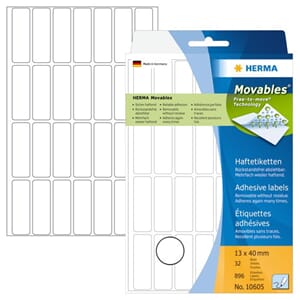 HERMA ETIKETTER MOVABLES 13X40MM HVIT