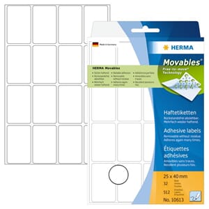 HERMA ETIKETTER MOVABLES 25X40MM HVIT