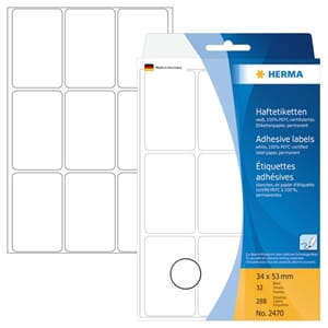 HERMA ETIKETT 34X53MM HVIT (288)