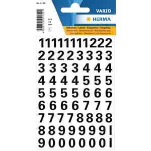HERMA NUMMERETIKETTER VARIO 0-9 10MM SORT