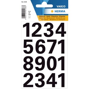 HERMA NUMMERETIKETTER VARIO 0-9 25 MM SORT