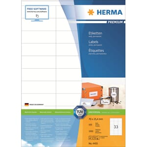 HERMA ETIKETTER PREMIUM A4 70X25,4MM (3300)