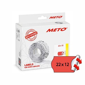 METO Etiket perm 22x12 neonrød (12rl/1000)