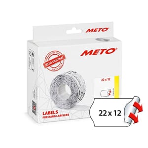 METO Etiket perm 22x12 hvit (12rl/1000)