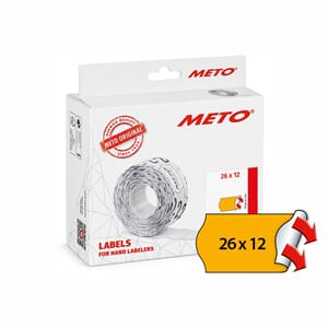 METO Etiket perm 26x12 neonoransje (12rl/1000)