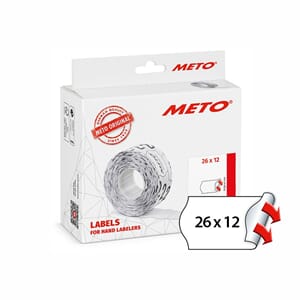 METO Etiket perm 26x12 hvit (12rl/1000)