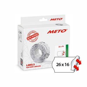 METO Etiket perm 26x16 hvit (12rl/1000)