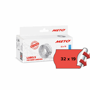METO Etiket perm 32x19 neonrød (5rl/1000)
