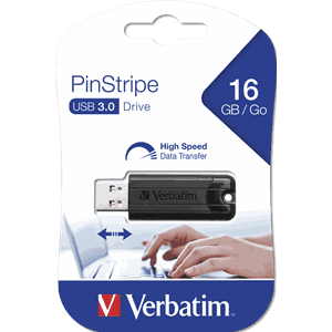 USB 3,0 PINSTRIPE 16GB, BLACK